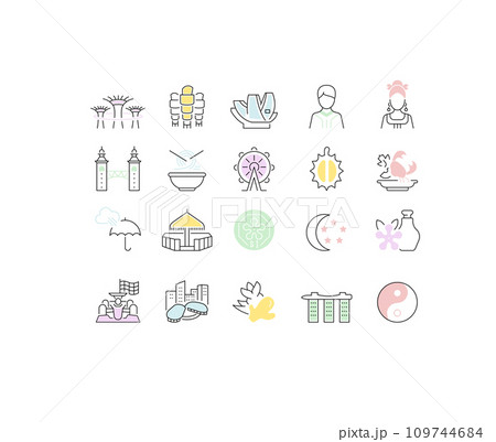 Set Vector Line Icons of Singapore. 109744684