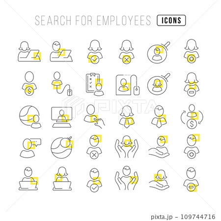 Vector Line Icons of Search for Employees Vector Line Icons of Search for Employees 109744716