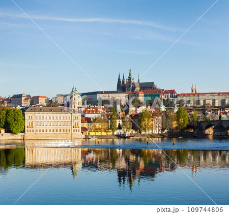 View of Mala Strana and Prague castle over Vltava river View of Mala Strana and Prague castle over Vltava river 109744806