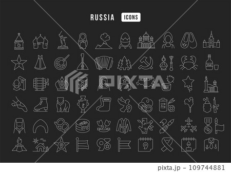 Set of linear icons of Russia 109744881