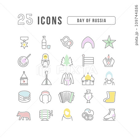 Vector Line Icons of Day of Russia 109744886