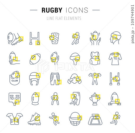 Set Vector Line Icons of Rugby.のイラスト素材 [109744901] - PIXTA