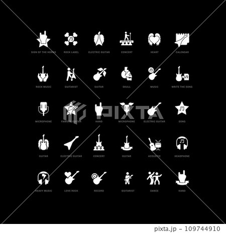 Vector Simple Icons of World Rock-n-Roll Day 109744910