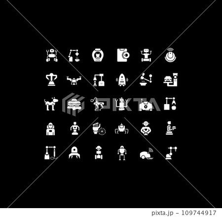 Set of Simple Icons of Robots Set of Simple Icons of Robots 109744917