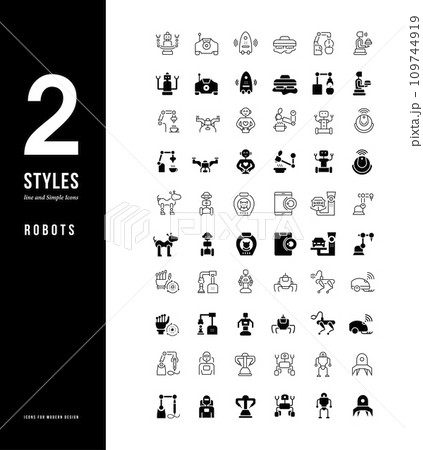 Simple Line Icons of Robots 109744919