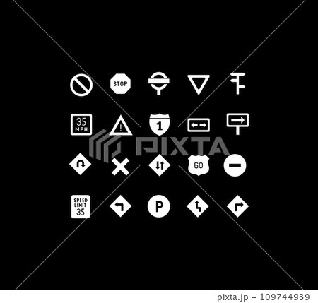 Set of Simple Icons of Road Sign Set of Simple Icons of Road Sign 109744939