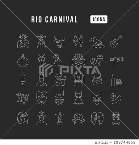 Vector Line Icons of Rio Carnival Vector Line Icons of Rio Carnival 109744958