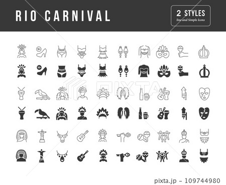 Vector Simple Icons of Rio Carnival 109744980