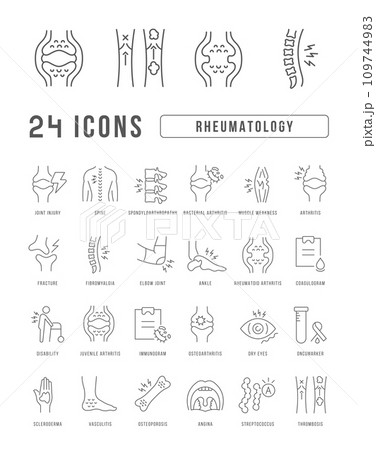 Set of linear icons of Rheumatology 109744983