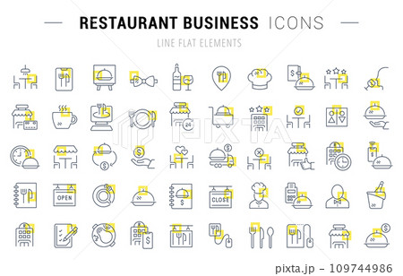Set Vector Line Icons of Restaurant Business 109744986