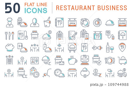 Set Vector Line Icons of Restaurant Business 109744988