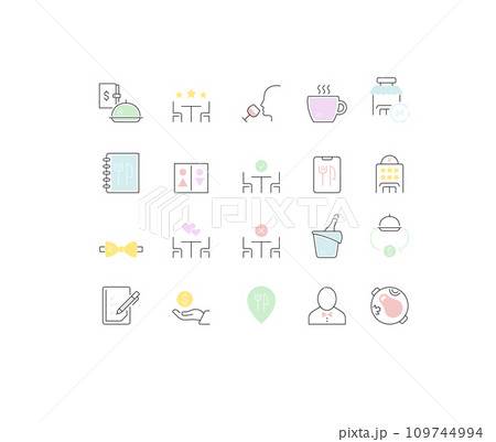 Set Vector Line Icons of Restaurant Business 109744994