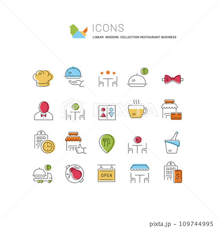 Set Vector Line Icons of Restaurant Business Set Vector Line Icons of Restaurant Business 109744995