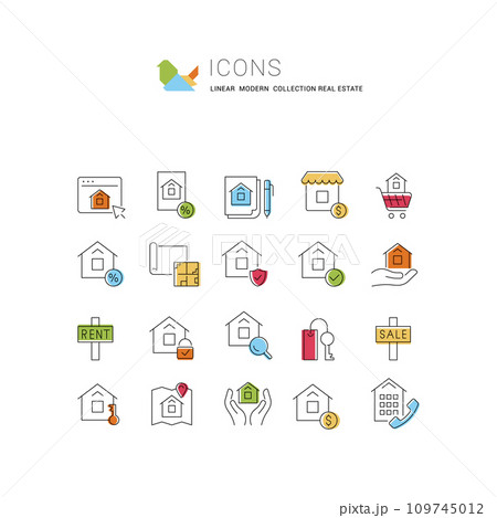 Set Vector Line Icons of Real Estate 109745012