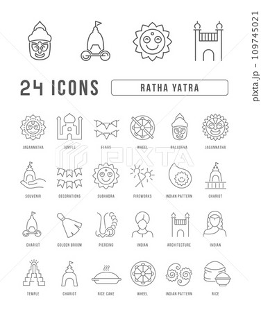 Vector Line Icons of Ratha Yatra 109745021