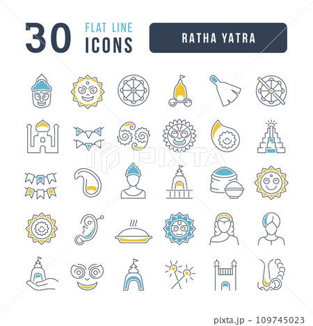 Vector Line Icons of Ratha Yatra 109745023