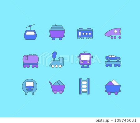 Set of Simple line Icons of Rail Transport 109745031