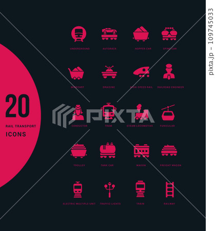 Set of Simple Icons of Rail Transport 109745033