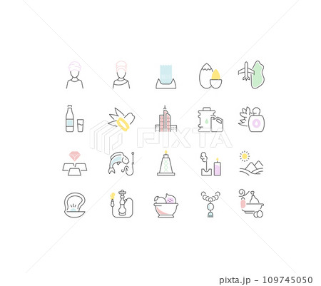 Set Vector Line Icons of Qatar. 109745050