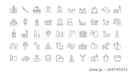Set Vector Line Icons of Qatar. 109745055