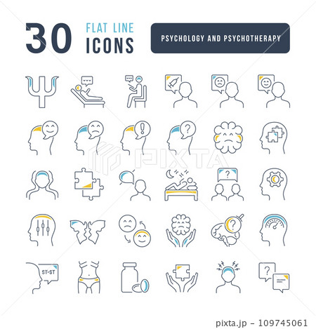 Set of linear icons of Psychology and Psychotherapy Set of linear icons of Psychology and Psychotherapy 109745061