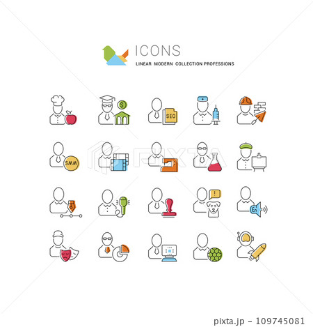 Set Vector Line Icons of Professions. Set Vector Line Icons of Professions. 109745081