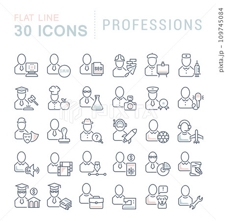 Set Vector Line Icons of Professions. 109745084