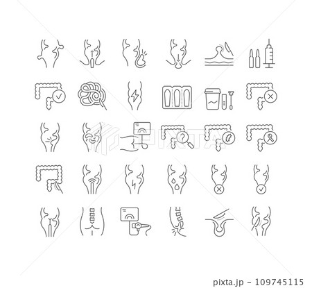 Set of linear icons of Proctology 109745115
