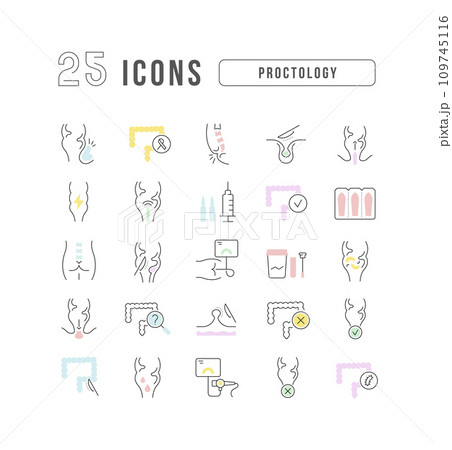 Set of linear icons of Proctology 109745116
