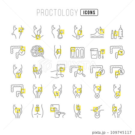 Set of linear icons of Proctology 109745117
