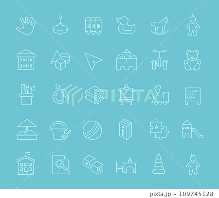 Set Vector Line Icons of Preschool Education Set Vector Line Icons of Preschool Education 109745128