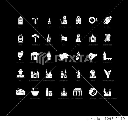 Set of simple icons of Prague Set of simple icons of Prague 109745140