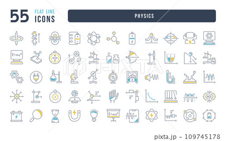 Set of linear icons of Physics 109745178