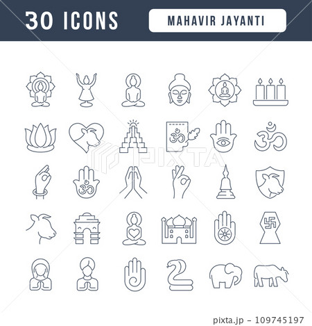 Vector Line Icons of Mahavir Jayanti 109745197