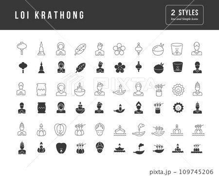Vector Simple Icons of Loi Krathong Vector Simple Icons of Loi Krathong 109745206