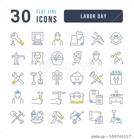 Set of linear icons of Labor Day 109745217