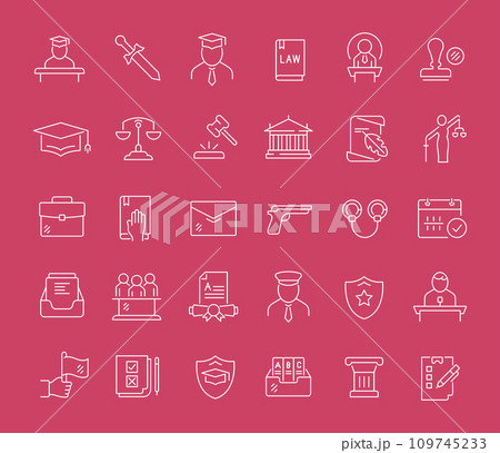Set Vector Line Icons of Jurisprudence Set Vector Line Icons of Jurisprudence 109745233