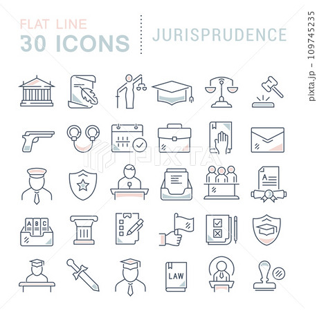 Set Vector Line Icons of Jurisprudence Set Vector Line Icons of Jurisprudence 109745235