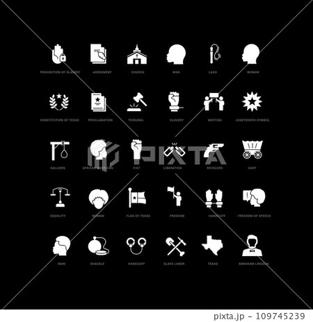 Set of simple icons of Juneteenth Set of simple icons of Juneteenth 109745239