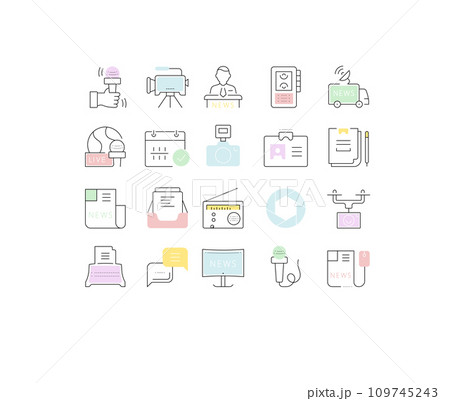 Set Vector Flat Line Icons Journalism Set Vector Flat Line Icons Journalism 109745243