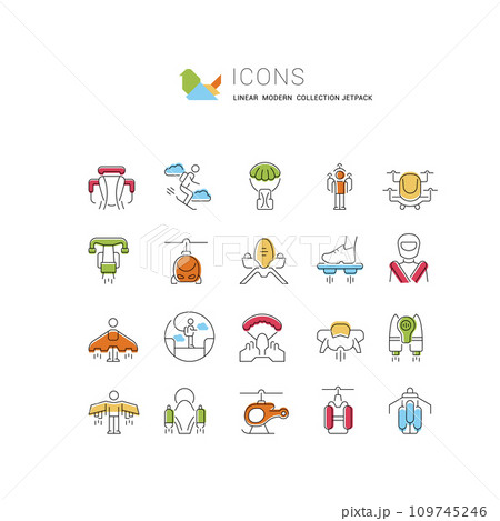 Set Vector Line Icons of Jetpack. 109745246