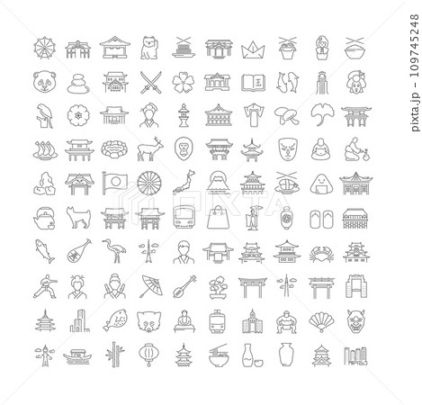 Set of linear icons of Japan Set of linear icons of Japan 109745248