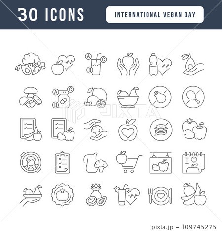 Vector Line Icons of International Vegan Dayのイラスト素材 [109745275] - PIXTA