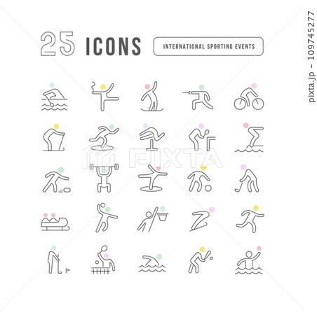 Set of linear icons of International Sporting Events Set of linear icons of International Sporting Events 109745277