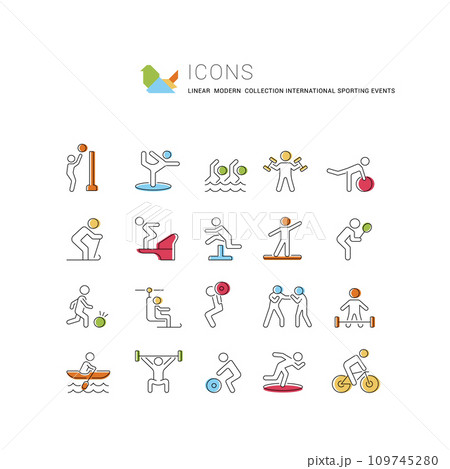 Set Vector Line Icons of International Sporting Events Set Vector Line Icons of International Sporting Events 109745280