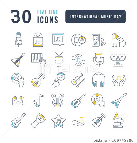 Vector Line Icons of International Music Day Vector Line Icons of International Music Day 109745286