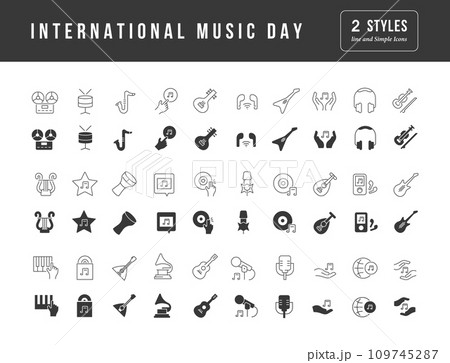 Vector Simple Icons of international Music Day Vector Simple Icons of international Music Day 109745287