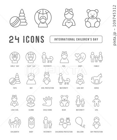Vector Line Icons of International Childrens Day Vector Line Icons of International Childrens Day 109745312