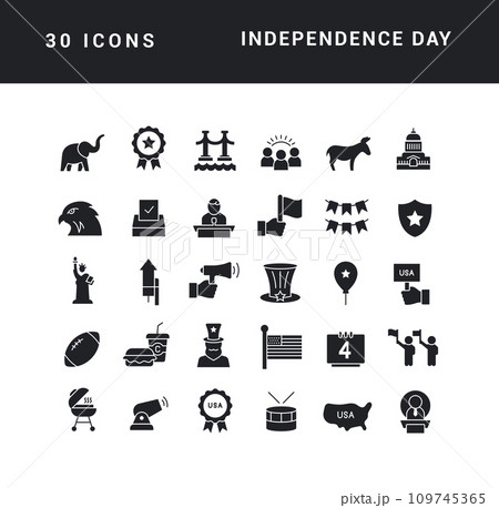 Set of simple icons of Independence Day 109745365