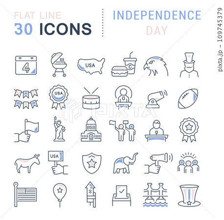 Set Vector Line Icons of Independence Dayのイラスト素材 [109745379] - PIXTA